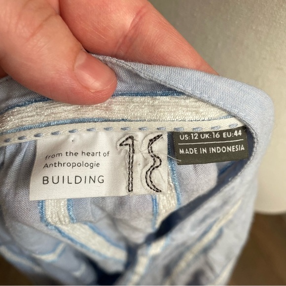 Anthropologie Building 18 South Seas Tunic Blue Striped Tie Waist Size 12 - Picture 10 of 10